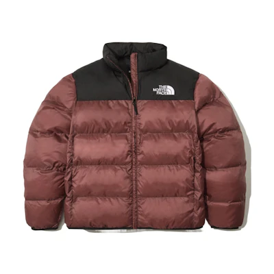 TNF Colorblock Logo Print Puffer Jacket Red Brick NJ3NN62A