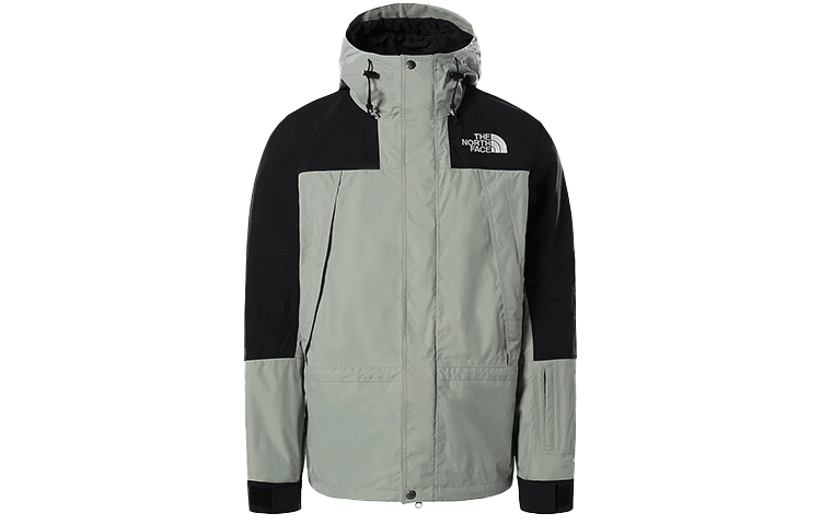 TNF Colorblock Logo Print Softshell Jacket Grey/Green NF0A52ZT-HDF