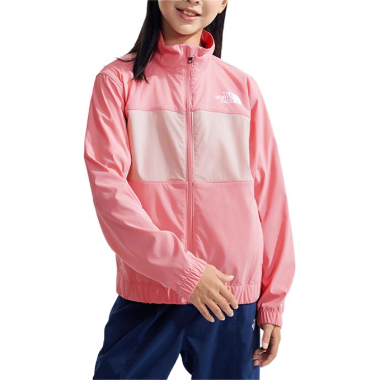 TNF Colorblock Logo Print Stand Collar Jacket Light Peach Youth NF0A89XC-0IJ