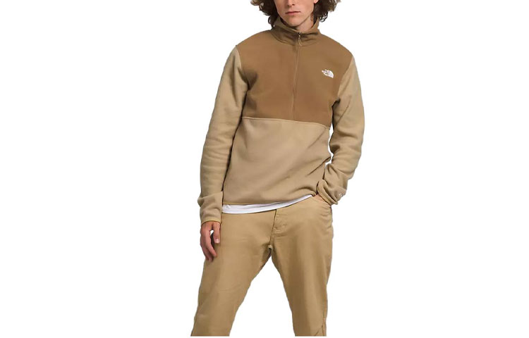 TNF Colorblock Logo Quarter-Zip Sweatshirt Brown - NF0A7ZX7-QV3