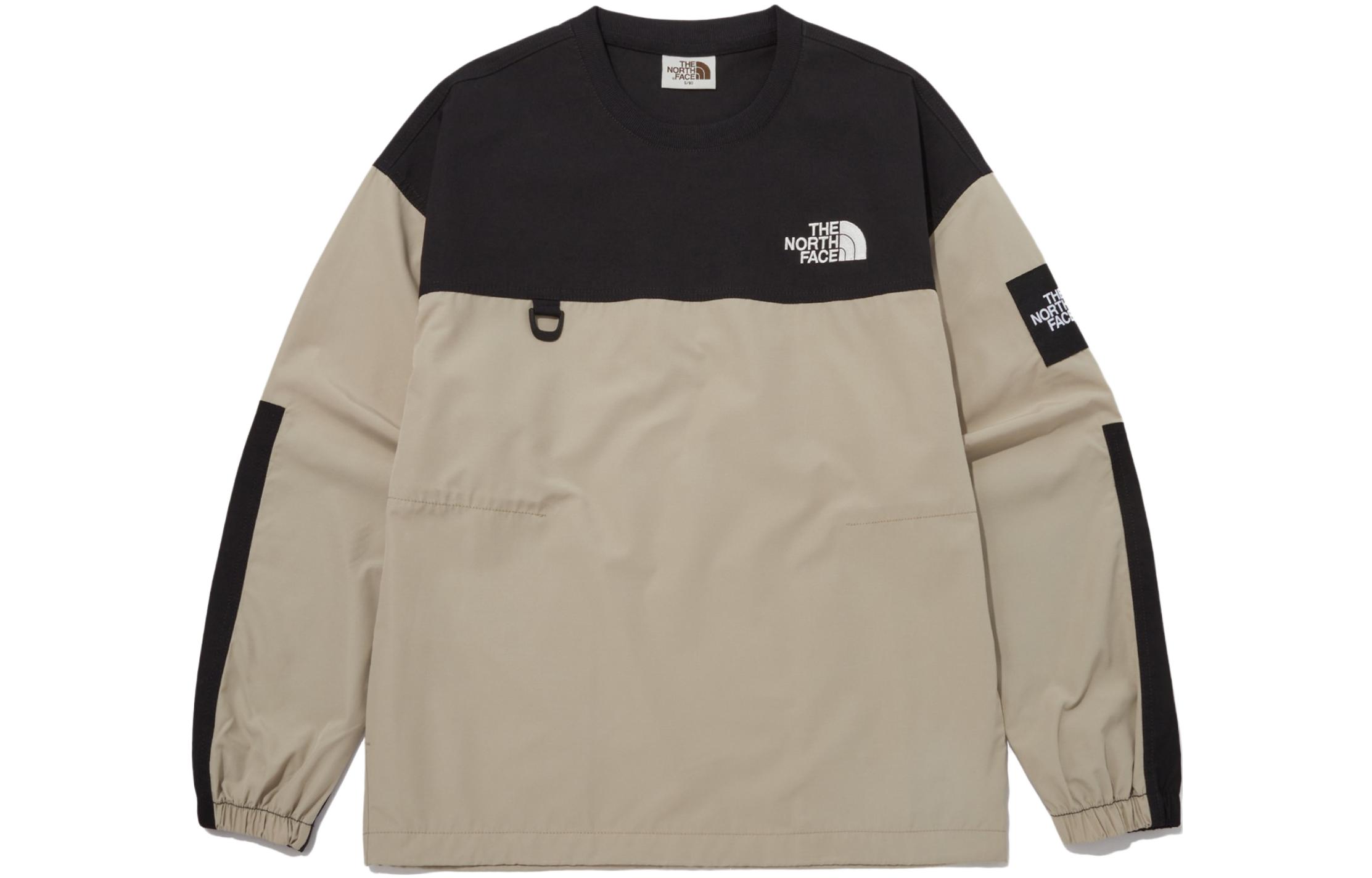 TNF Colorblock Logo Vintage Print Crewneck Loose Sweatshirt Beige Mens NM5MP53L