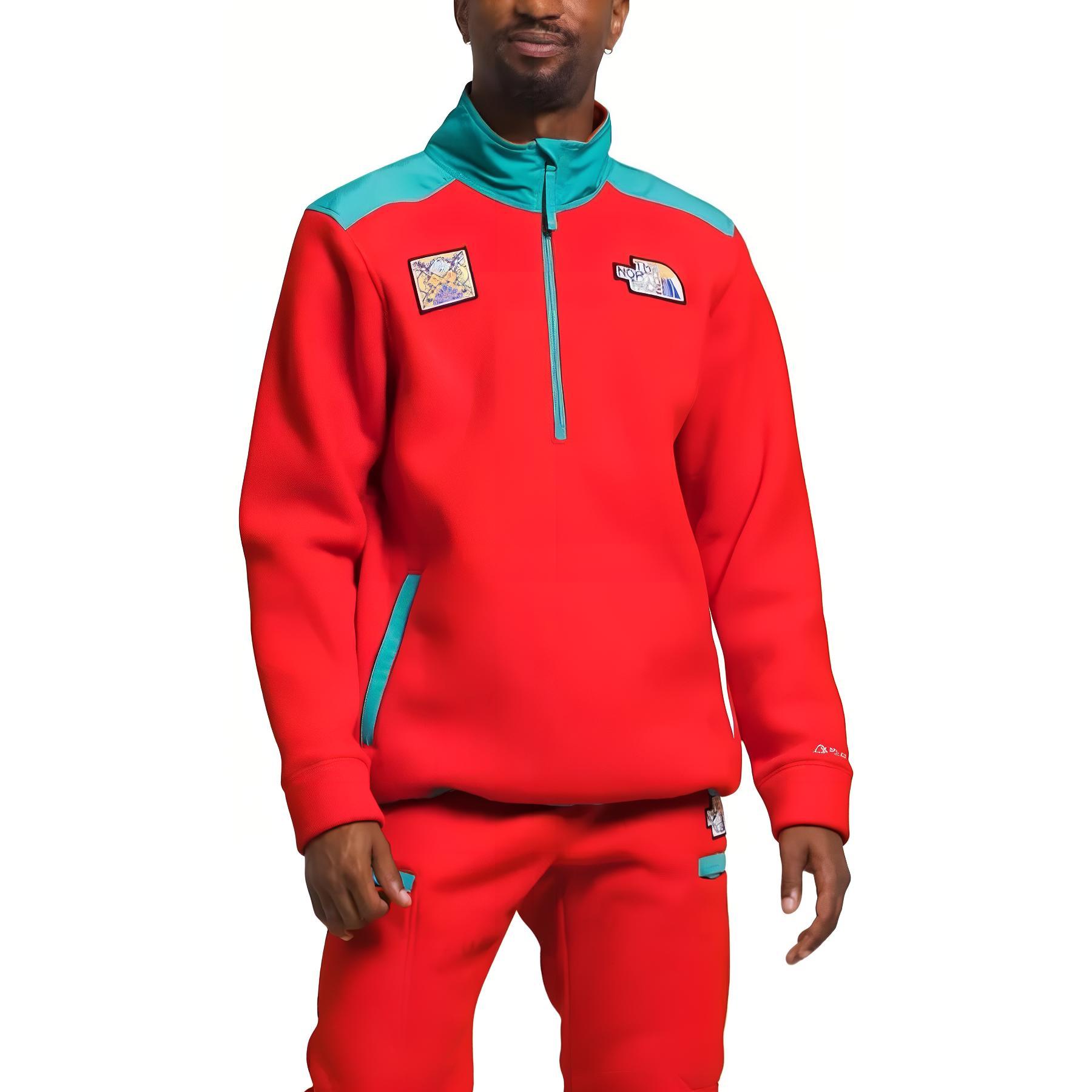 TNF Colorblock Pullover Sweatshirt Men’s Red Long Sleeve NF0A7UJ8-OW7 圖 2