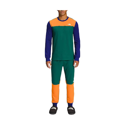 TNF Colorblock Waffle Crewneck Sweatshirt & Jogger Set Green NF0A8339-INV