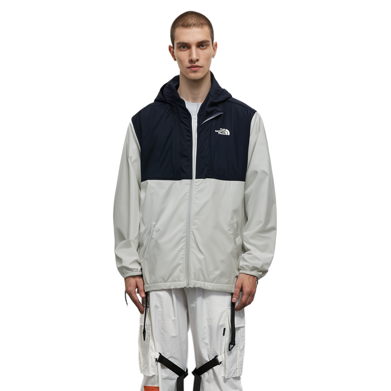 TNF Colorblock Windproof Hooded Jacket Gray Blue Lightweight NF0A7QP1-50A 圖 11