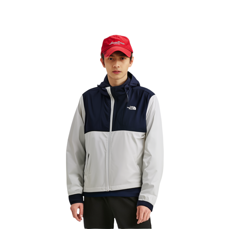 TNF Colorblock Windproof Hooded Jacket Gray Blue Lightweight NF0A7QP1-50A 圖 7