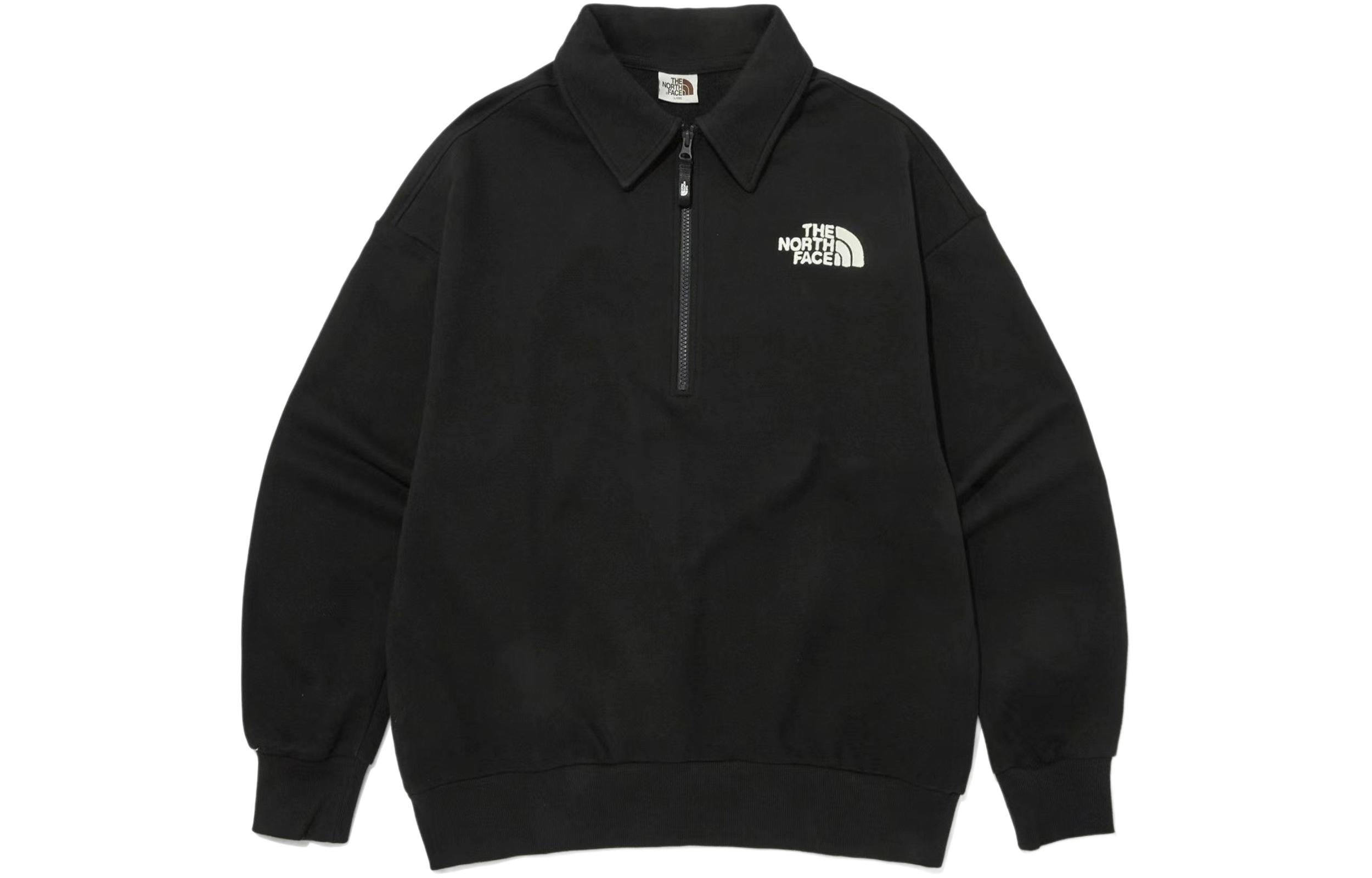 TNF Comfy Collar Half-Zip Sweatshirt Unisex - Black Retro Polo Style NM5MP02J