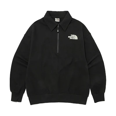 TNF Comfy Collar Half-Zip Sweatshirt Unisex - Black Retro Polo Style NM5MP02J
