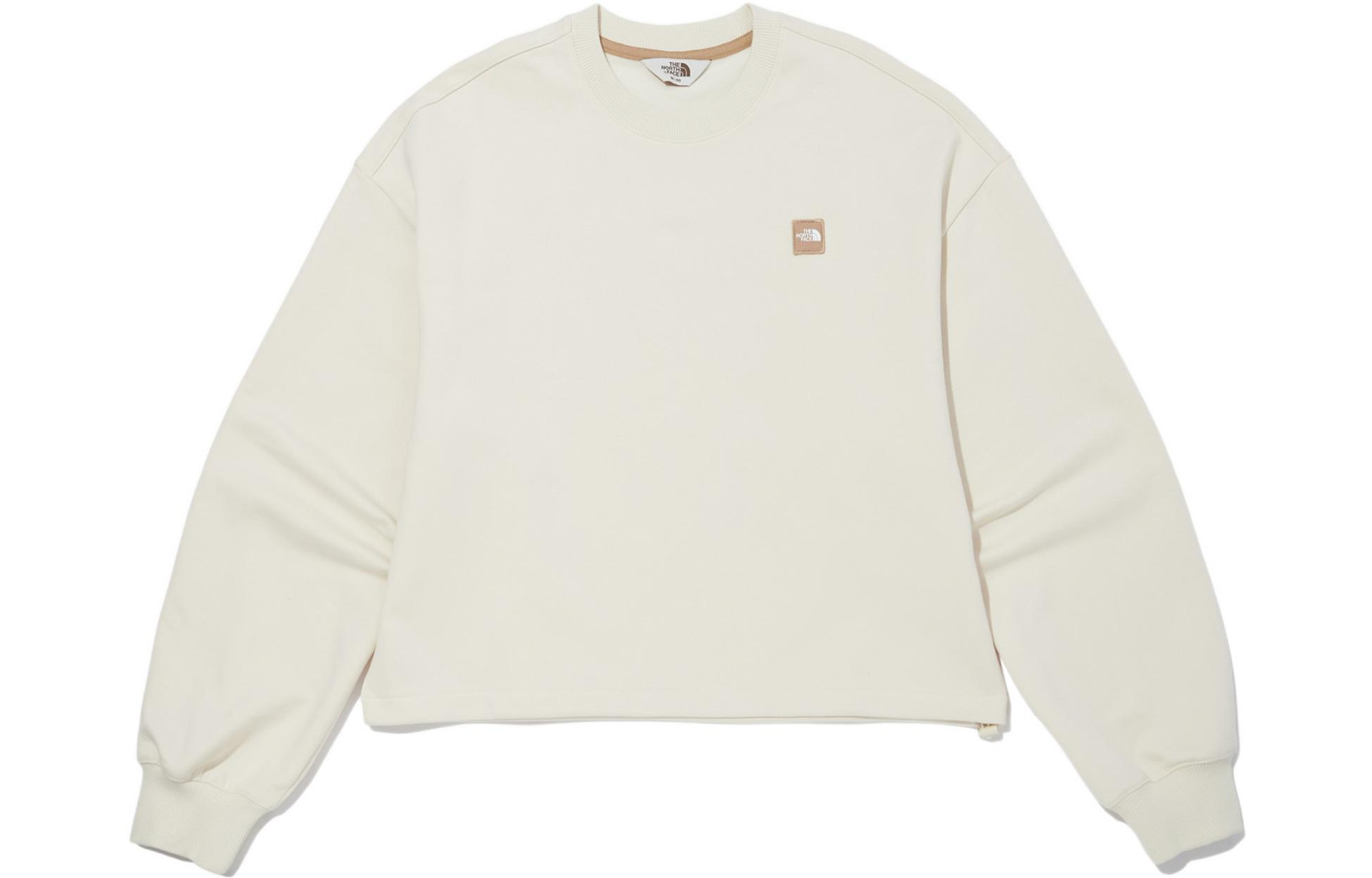 TNF Comfy Crop Sweatshirt Beige Logo Patch Unisex Style NM5MN30J