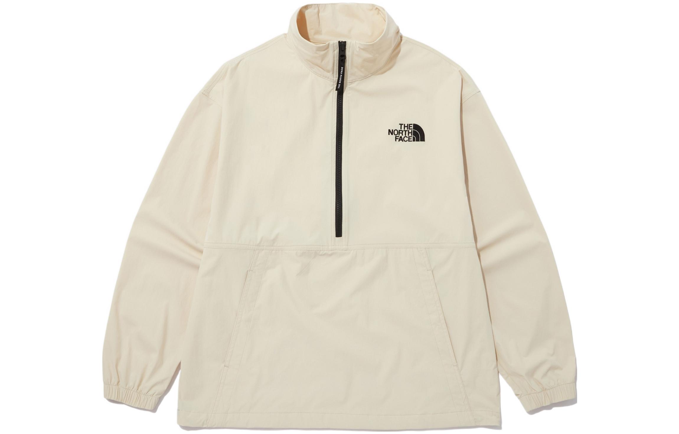 TNF Cream Half-Zip Mock Neck Pullover Sweatshirt with Logo NA3BP12C