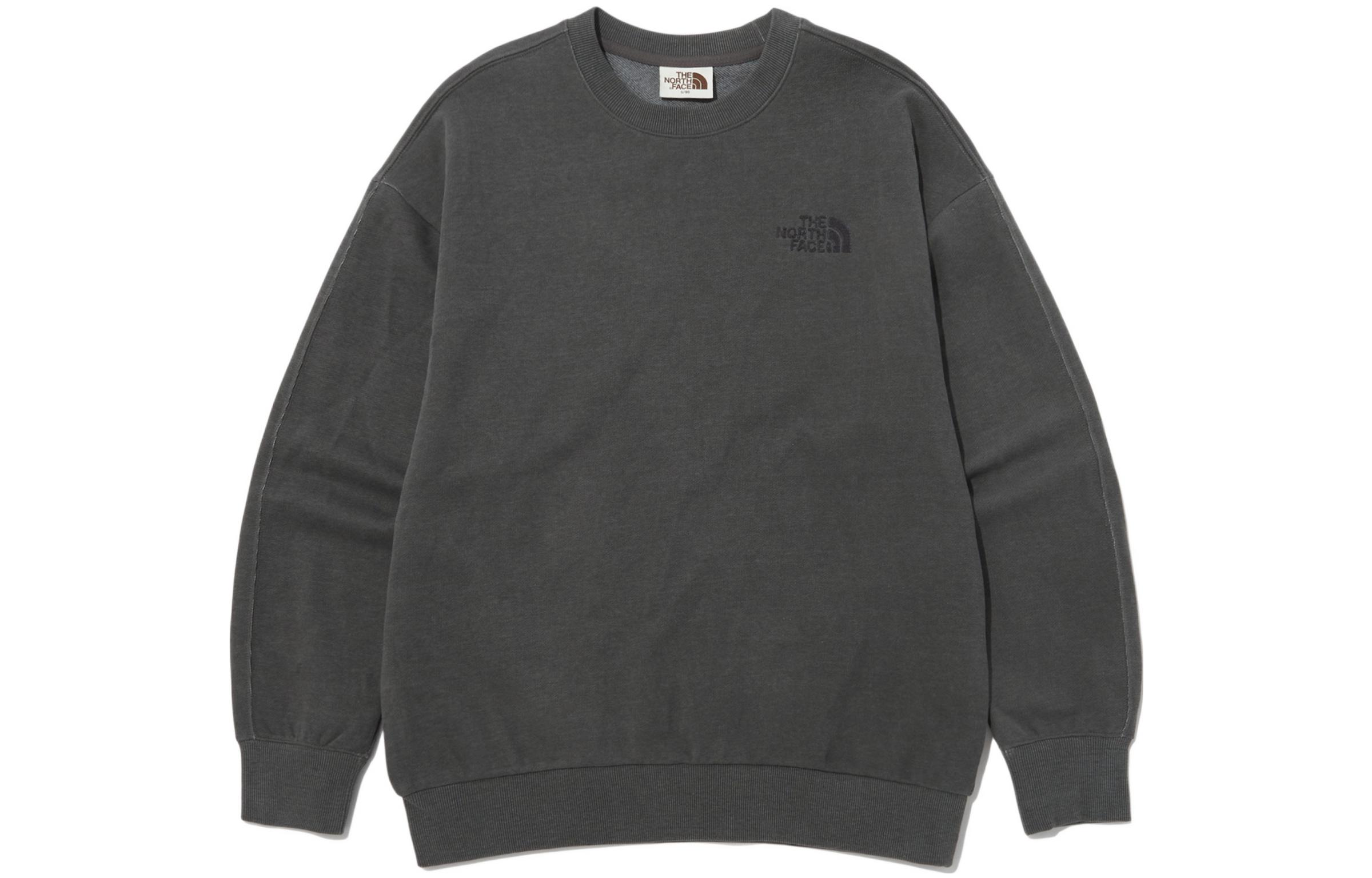 TNF Crewneck Logo Sweatshirt Solid Color Charcoal Black NM5MP01K