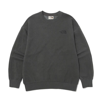 TNF Crewneck Logo Sweatshirt Solid Color Charcoal Black NM5MP01K