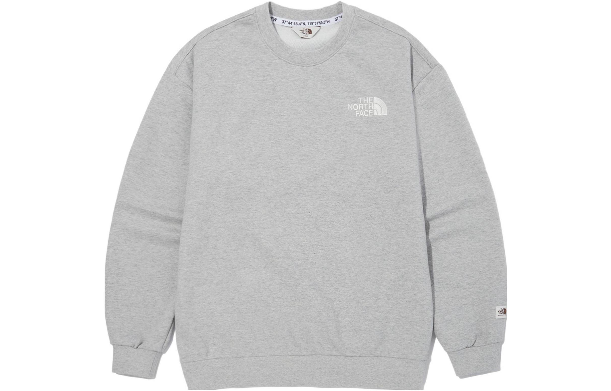 TNF Daily Logo Crewneck Grey Sweatshirt Unisex Long Sleeve Casual Wear NM5MN03K 圖 2