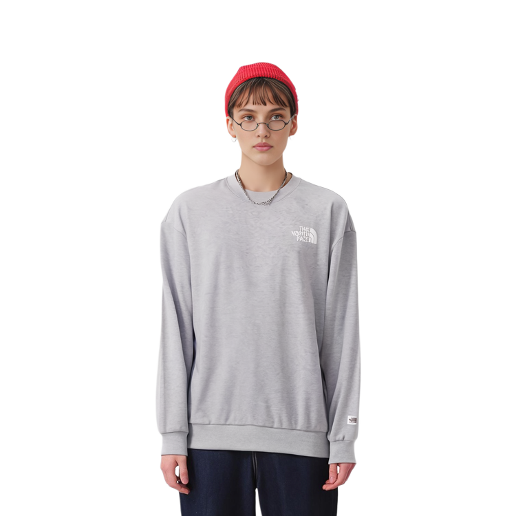 TNF Daily Logo Crewneck Grey Sweatshirt Unisex Long Sleeve Casual Wear NM5MN03K 圖 4