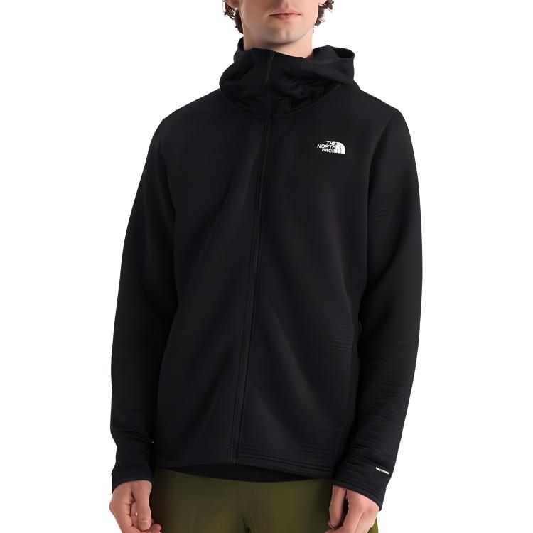 TNF DotKnit Full-Zip Hoodie Black Logo Print Thermal Jacket NF0A89VF-JK3 圖 3