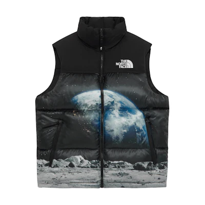 TNF Earth Print Logo Sleeveless Zip Vest Black Men NV1DQ58A