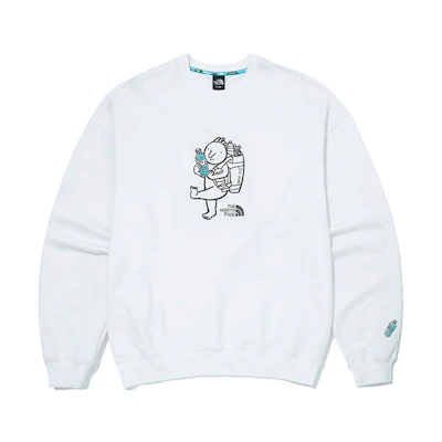 TNF ECO Crewneck Sweatshirt White - Unisex Casual Loose Fit with Print NM5MM07D