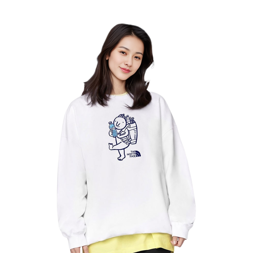 Shop The North Face ECO Crewneck Sweatshirt White - Unisex Casual Loose Fit with Print NM5MM07D