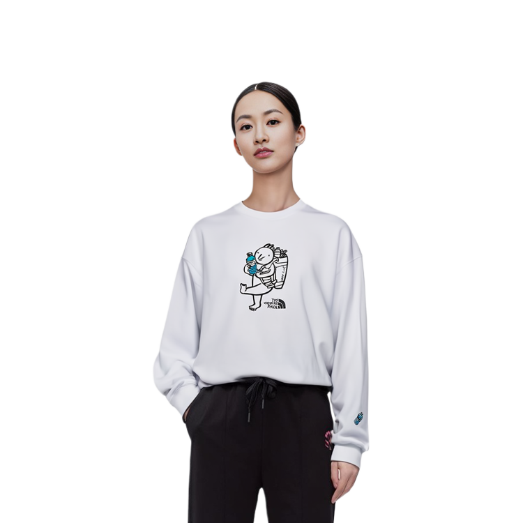 Purchase The North Face ECO Crewneck Sweatshirt White - Unisex Casual Loose Fit with Print NM5MM07D
