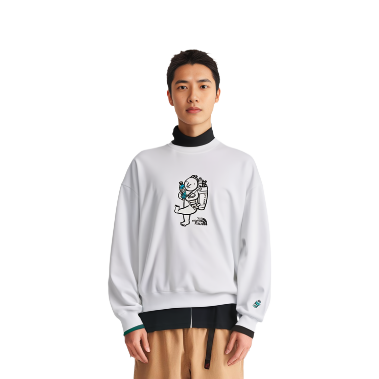 Details for The North Face ECO Crewneck Sweatshirt White - Unisex Casual Loose Fit with Print NM5MM07D