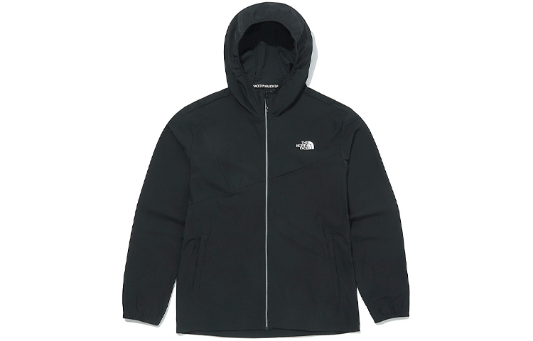TNF Eco Fabric Black Logo Woven Zip Hoodie Jacket (Unisex) NJ3LM10A