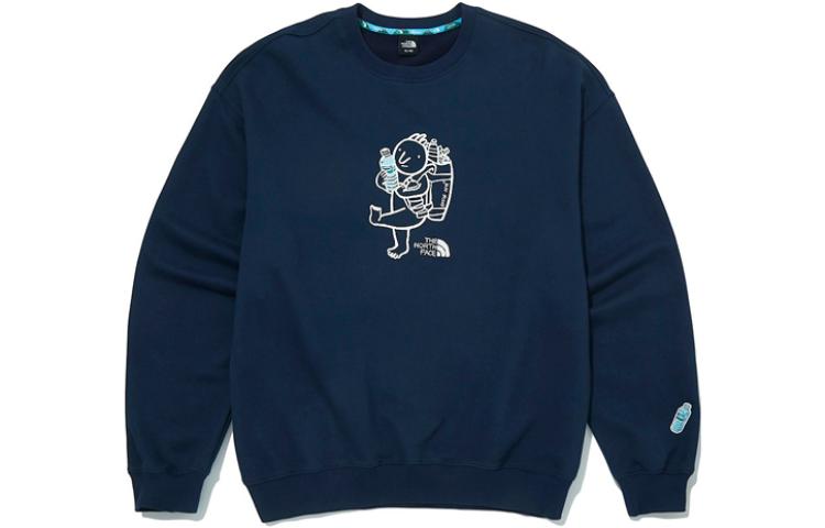 TNF Eco Fabric Retro Print Pullover Sweatshirt Navy Unisex NM5MM07A