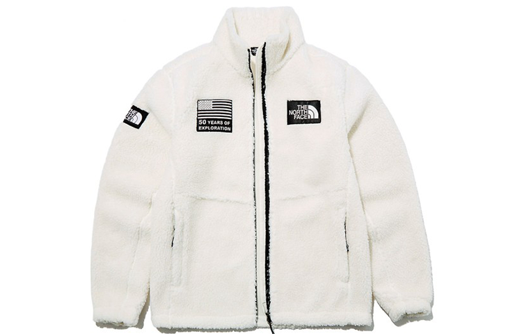 TNF Eco Fleece Jacket White - Unisex Thermal Stand Collar NN4FL54A