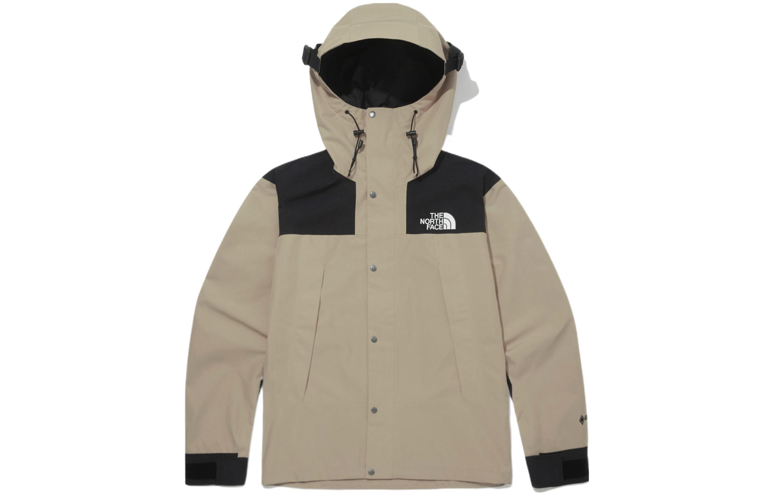 The North Face Eco GTX Logo Print Panel Hooded Jacket Autumn Khaki Brown NJ2GN00A