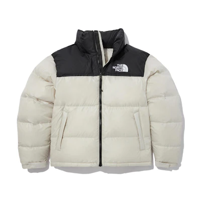 TNF Eco Nuptse Down Jacket Gender-Neutral Ivory Colorblock Logo NJ1DN60B
