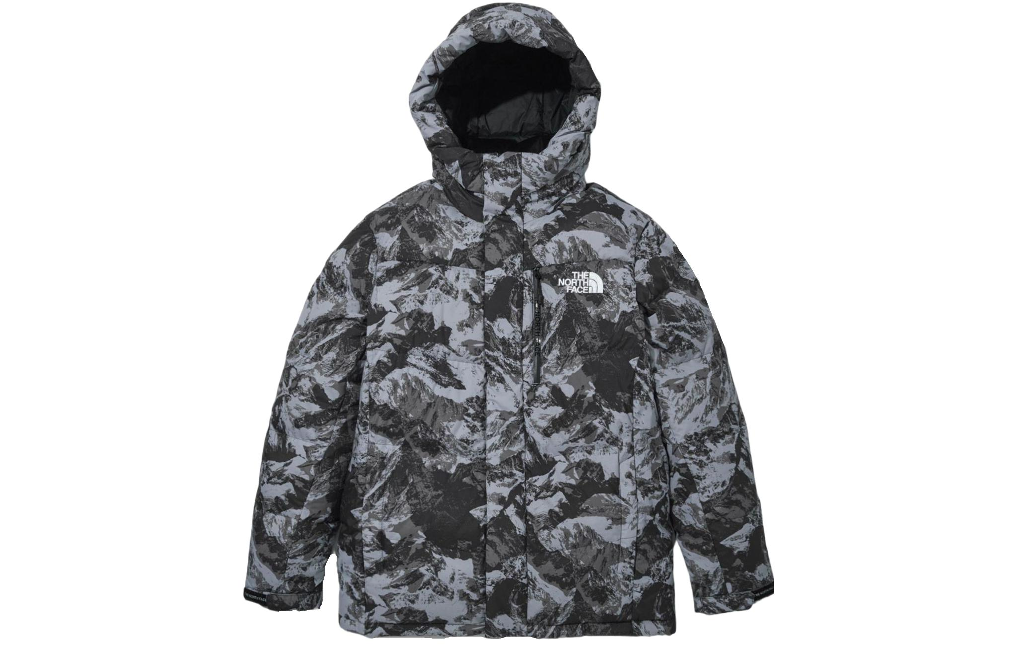 The North Face Embroidered Logo All-Over Print Zip Hoodie Jacket Unisex Black NJ1DN78B