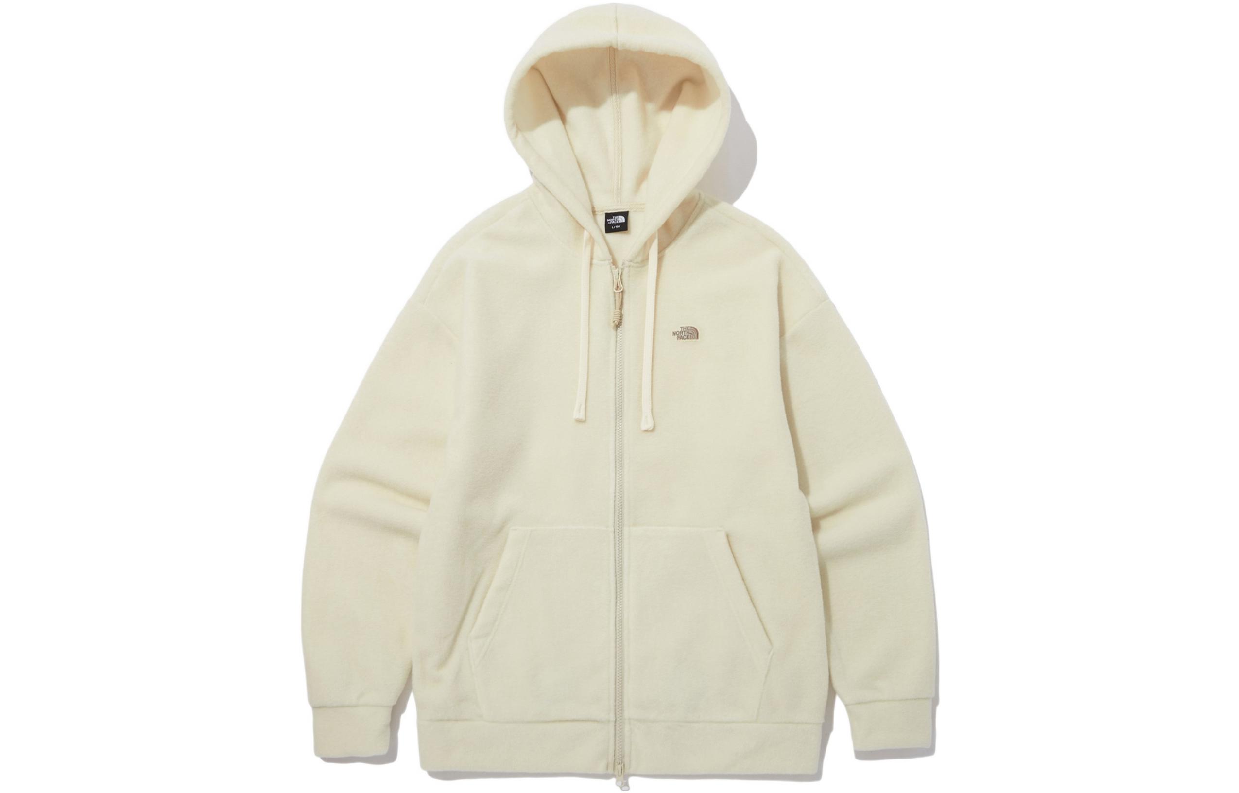 TNF Embroidered Logo Beige Hoodie - Unisex Warm Zip-Up Jacket NJ5JP28B
