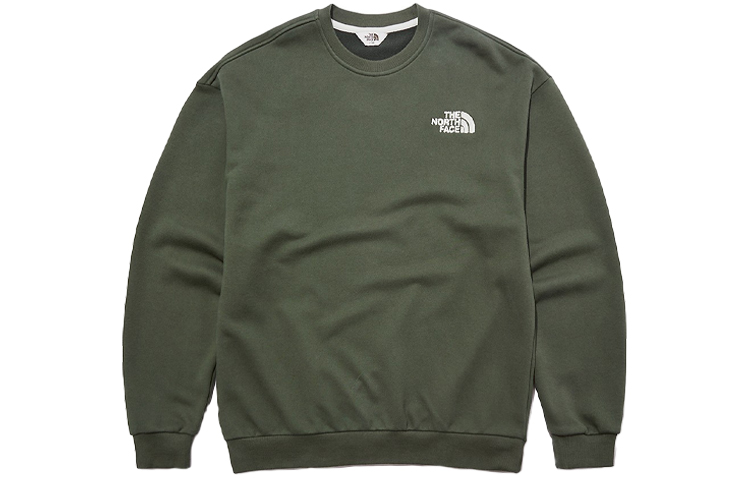 TNF Embroidered Logo Crewneck Sweatshirt Khaki Green Unisex NM5ML51K
