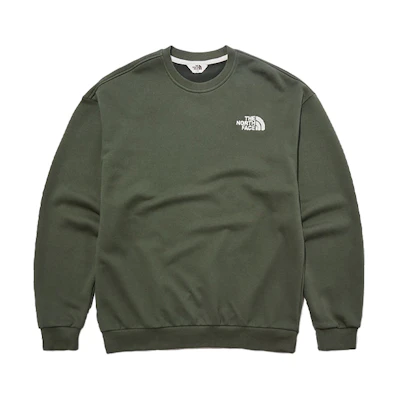 TNF Embroidered Logo Crewneck Sweatshirt Khaki Green Unisex NM5ML51K
