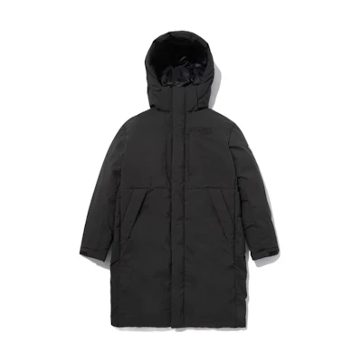 TNF Embroidered Logo Hooded Long Down Jacket Unisex Black NC1DN50J