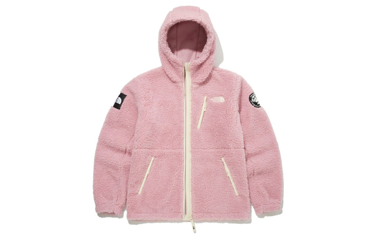 TNF Embroidered Logo Pink Fleece Hoodie Jacket (Unisex) NJ4FM51M