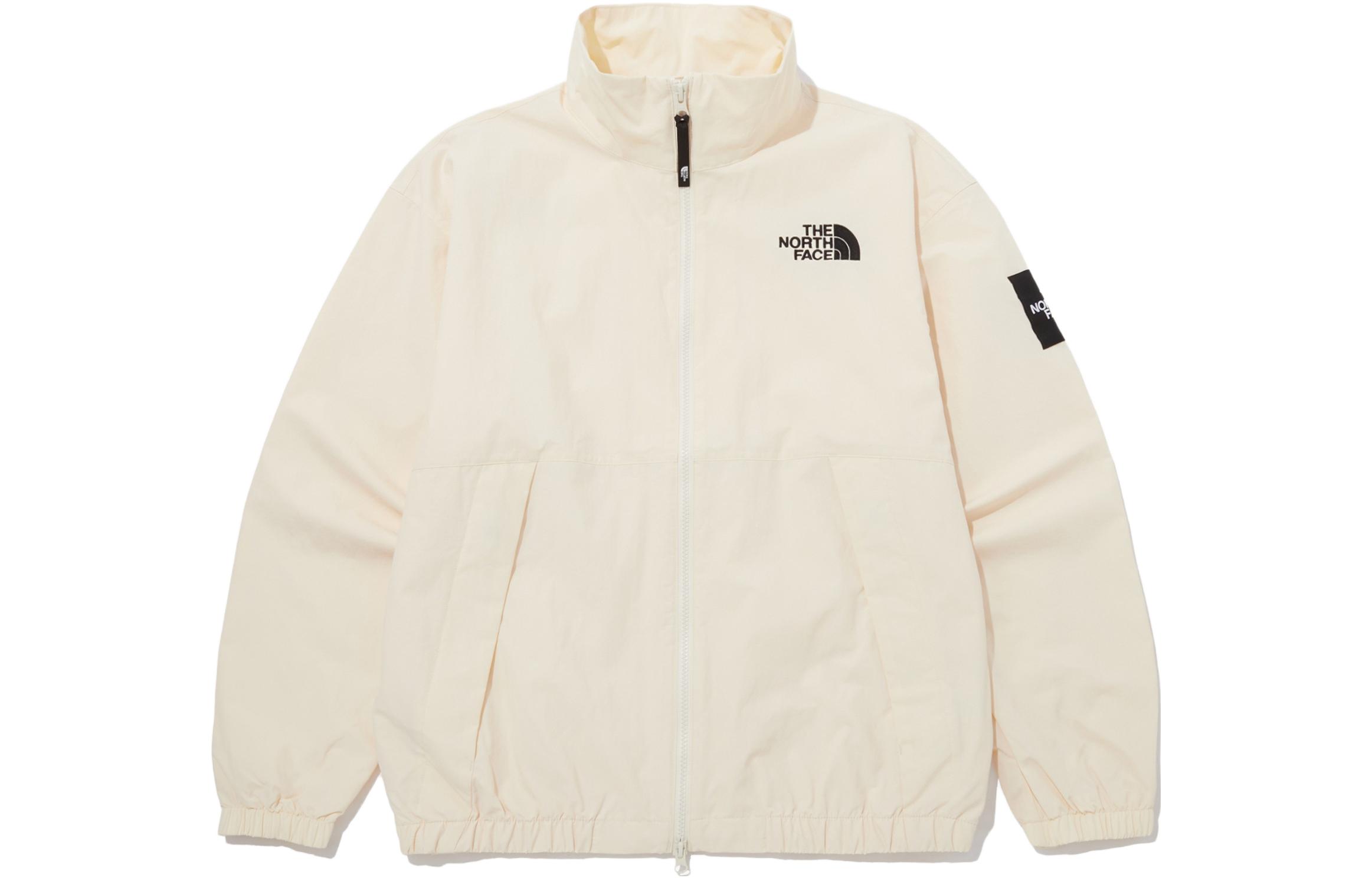 The North Face Embroidered Logo Waterproof Windproof Zip Jacket Unisex - Off White NJ3BP54K