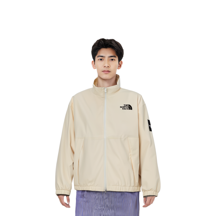 Shop ザ・ノース・フェイス 刺繍ロゴ 防水 防風 ジップジャケット 男女兼用 - オフホワイト NJ3BP54K