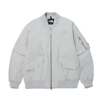 TNF Embroidered Logo Windproof Warm Bomber Jacket Unisex - Gray NJ3NP53C