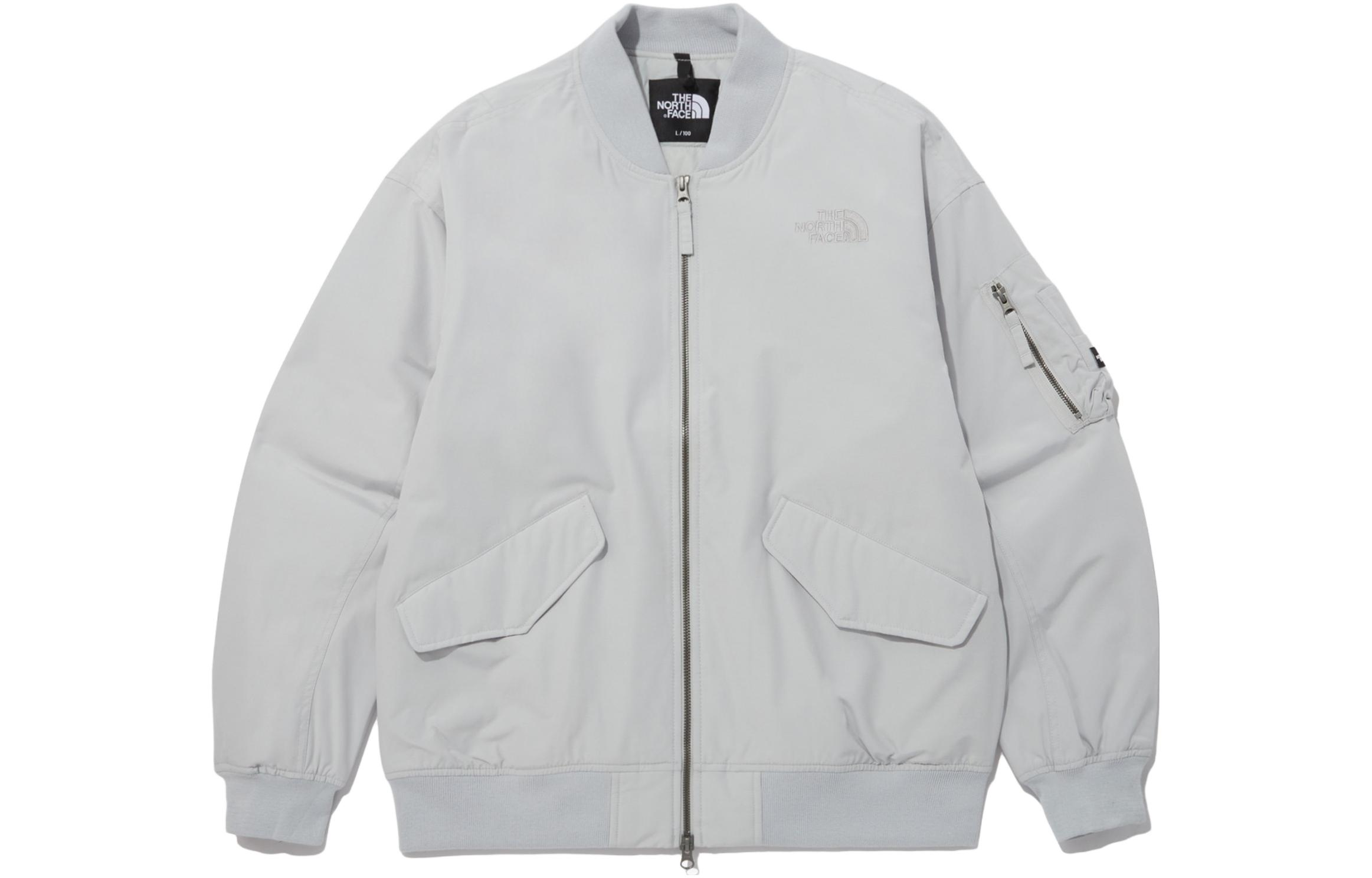 Order The North Face 刺繡標誌防風保暖飛行夾克 男女款 - 灰色 NJ3NP53C