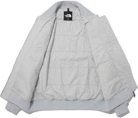 The North Face 刺繡標誌防風保暖飛行夾克 男女款 - 灰色 NJ3NP53C Shop The North Face 刺繡標誌防風保暖飛行夾克 男女款 - 灰色 NJ3NP53C