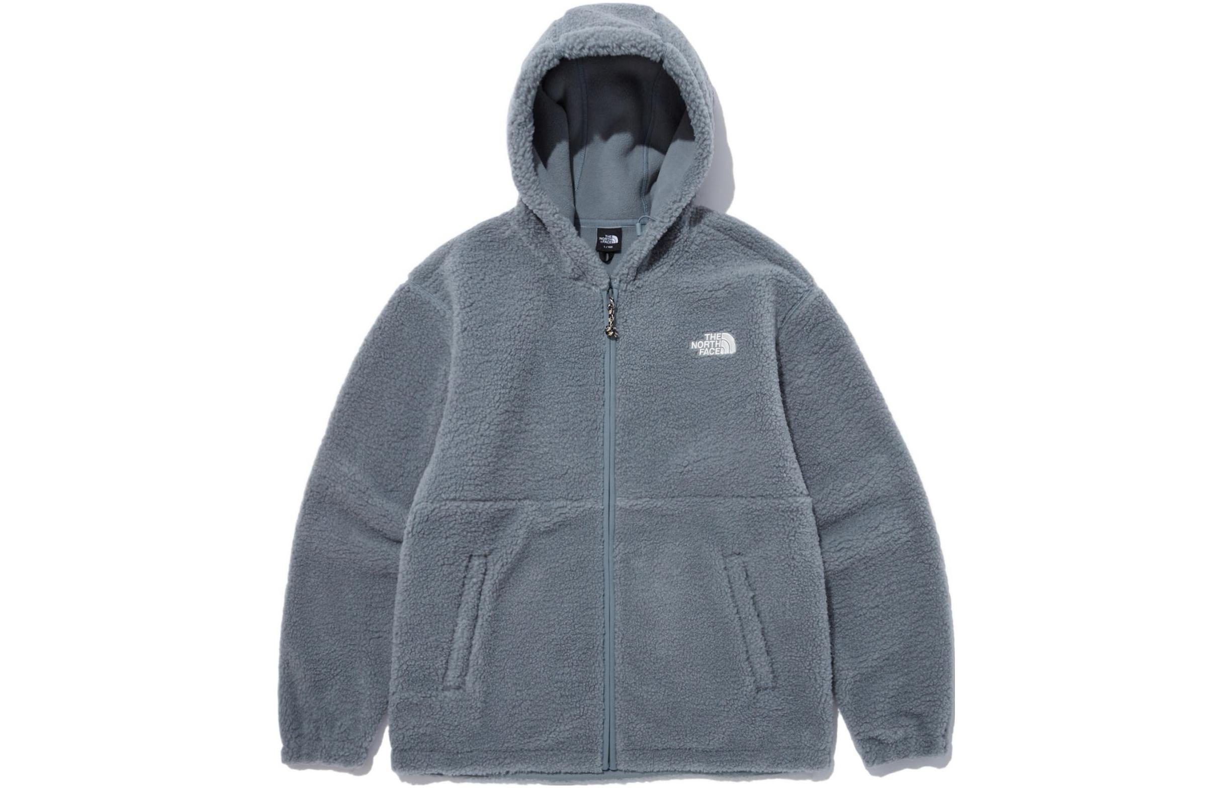 TNF Embroidered Logo Zip Hoodie Jacket in Heather Gray NJ4FN59C