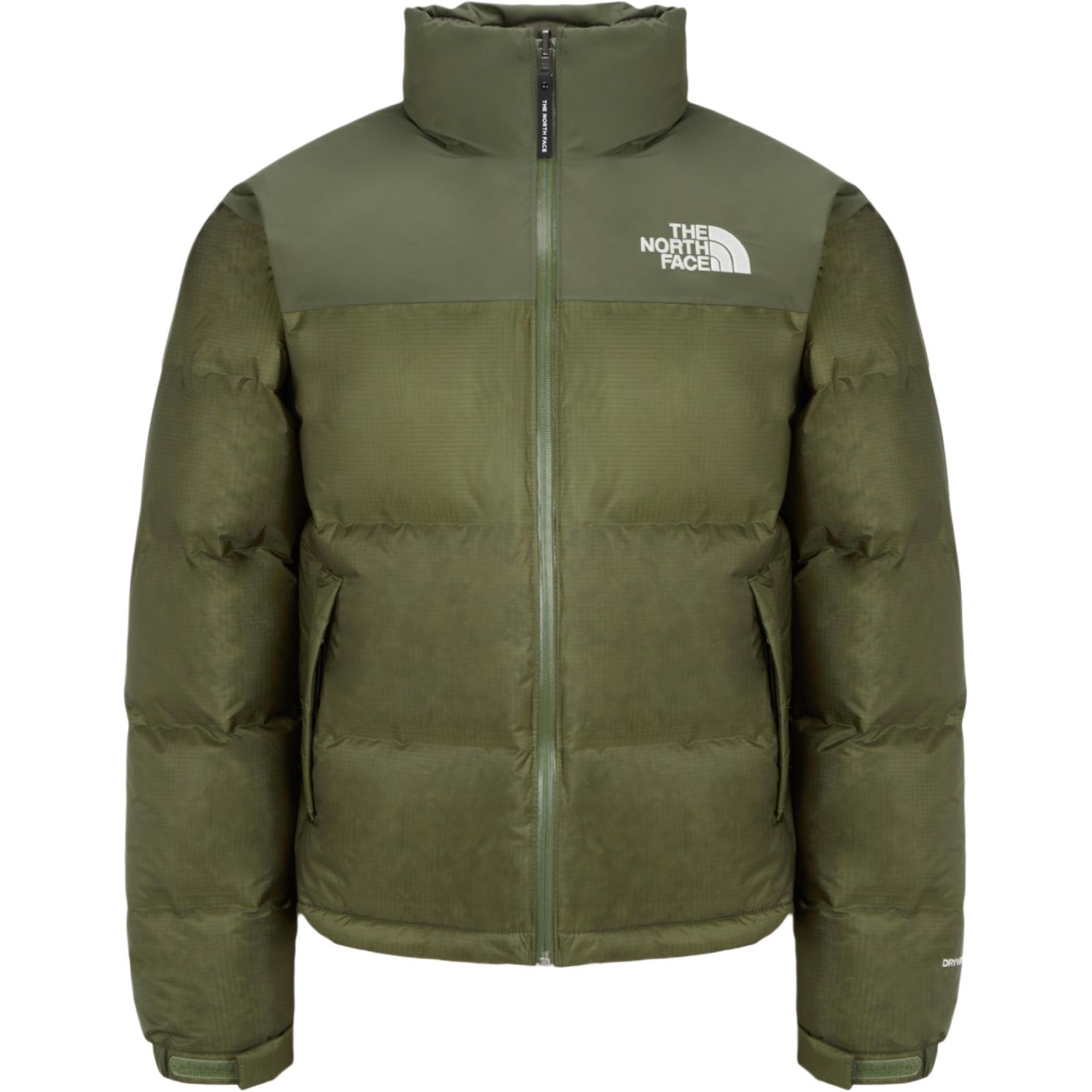 TNF Embroidered Zip-Up Stand Collar Jacket in Light Khaki NJ1DQ66D