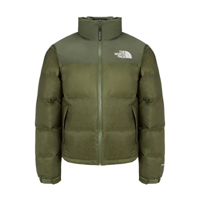 TNF Embroidered Zip-Up Stand Collar Jacket in Light Khaki NJ1DQ66D