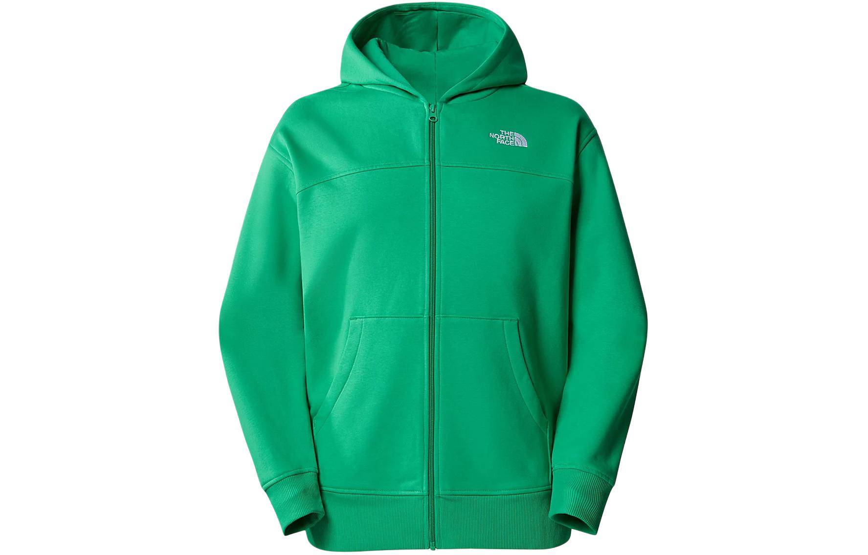 TNF Essential Full-Zip Hoodie Green Loose-Fit Zip-Up Sweater NF0A87FB-PO8