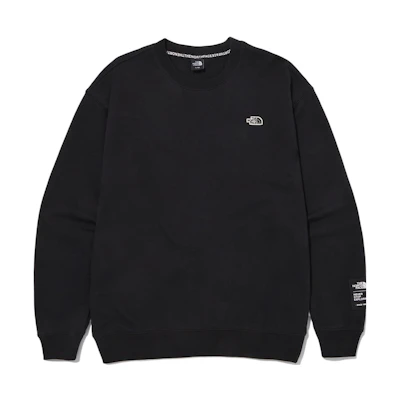 TNF Essential Logo Print Pullover Sweatshirt Black - Fall Retro Style NM5MN00A