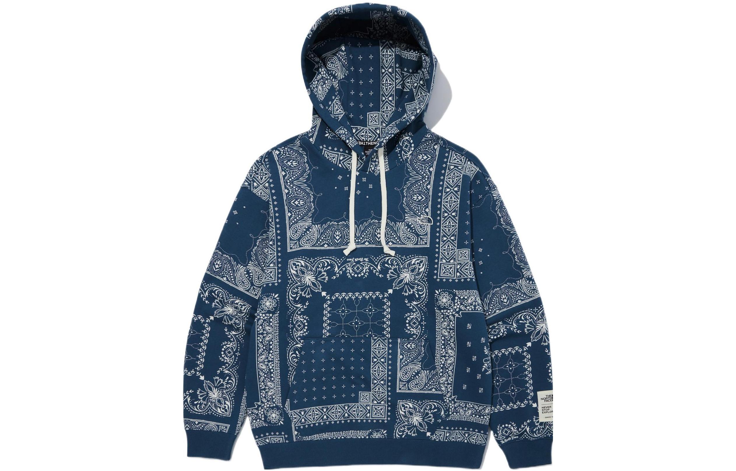 TNF Essential Lt Hoodie Blue Paisley Print Pullover Hoodie Mens NM5PM62A