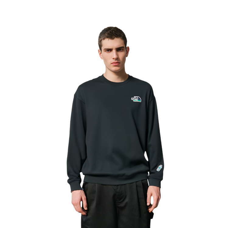 Shop The North Face 海軍藍刺繡休閒衛衣 男女適用 NM5MM04A