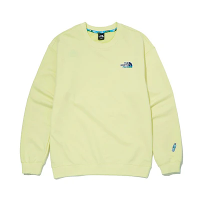 TNF Essential Yellow Crewneck Sweatshirt with Colorful Embroidery NM5MM04B