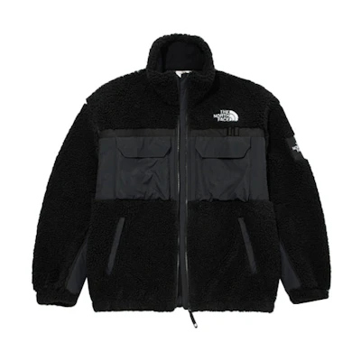 TNF Fleece-Trim Logo Jacket Multi-Pocket Unisex Black NJ4FM52K