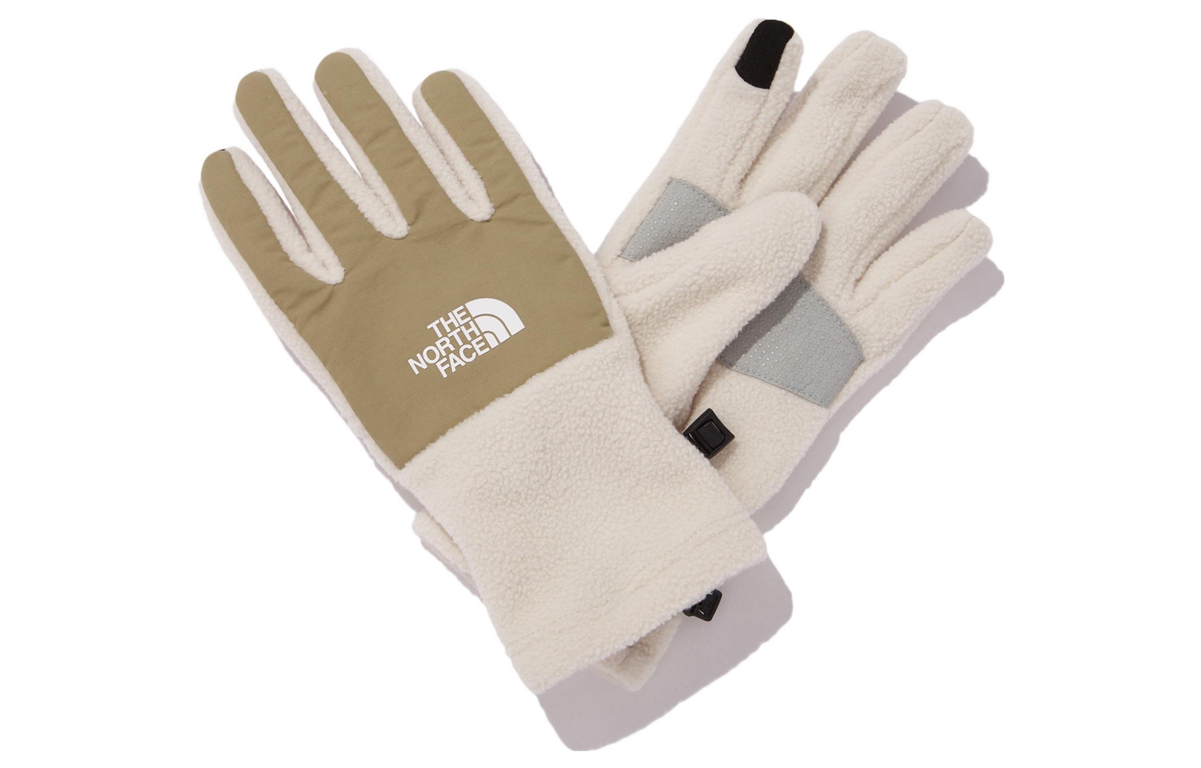 The North Face Fleece Logo Print Gloves Brown/Off-White Unisex Warm Fashion NJ3GN51K