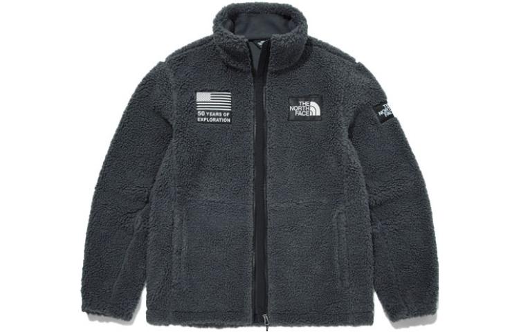 TNF Fleece Logo Stand Collar Jacket - Grey (Couples Edition) NJ4FM71B